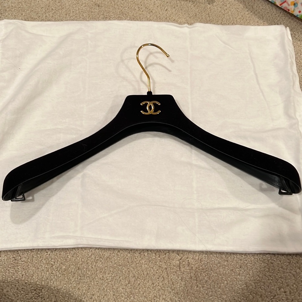 Authentic Chanel Velvet Top Hanger with Gold “CC” Accent - Pristine Condition